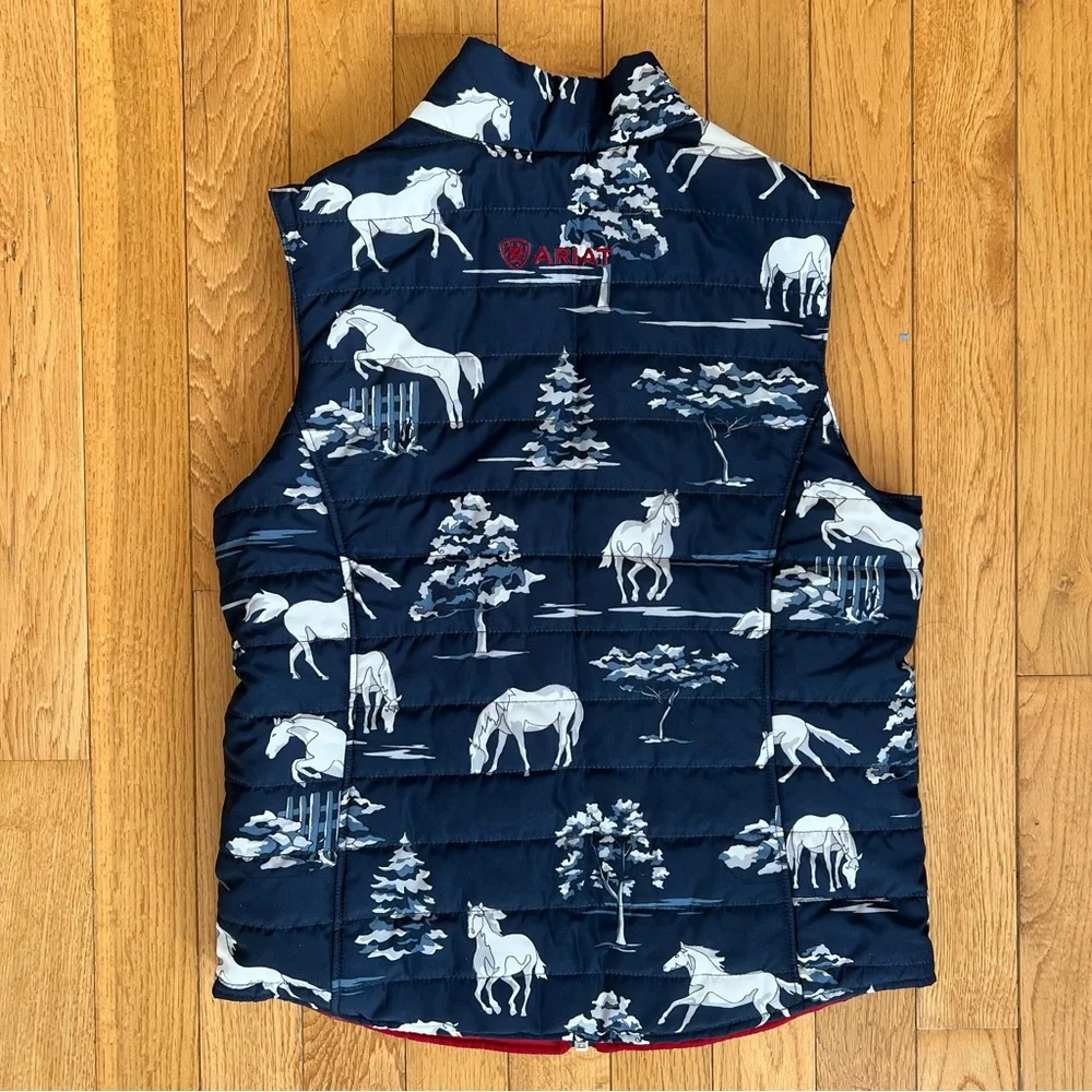 NWT Ariat Youth Girls Horse Reversible Patterned Vest
